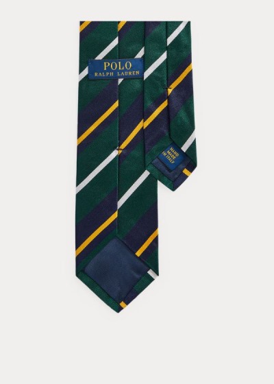 Corbatas Polo Ralph Lauren Hombre Verdes / Azul Marino / Dorados / Blancos - Striped Silk Narrow - G